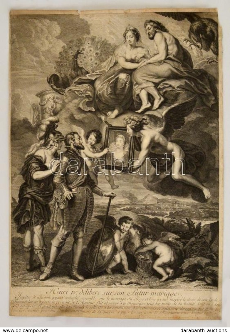 Jean Audran (1667-1756), Pieter Paul Rubens Után:  Henri IV Délibere Sur Son Futur Mariage. / IV. Henrik Házasodni Szánd - Estampes & Gravures
