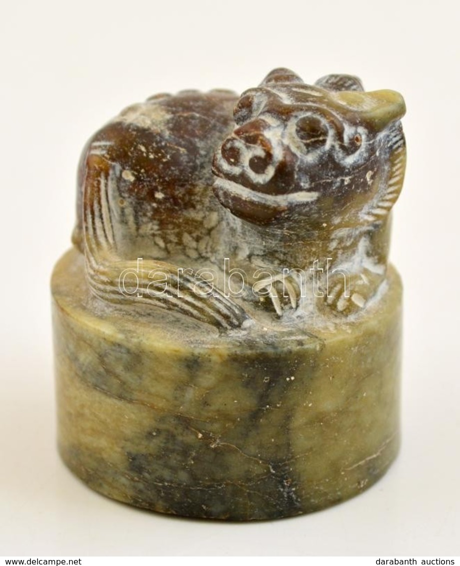 Kínai Pecsétnyomó. F? Kutyát ábrázoló Faragott Jade K? / Chinese Seal Maker Pho Dog, Carved Jade. 4,6  Cm - Andere & Zonder Classificatie