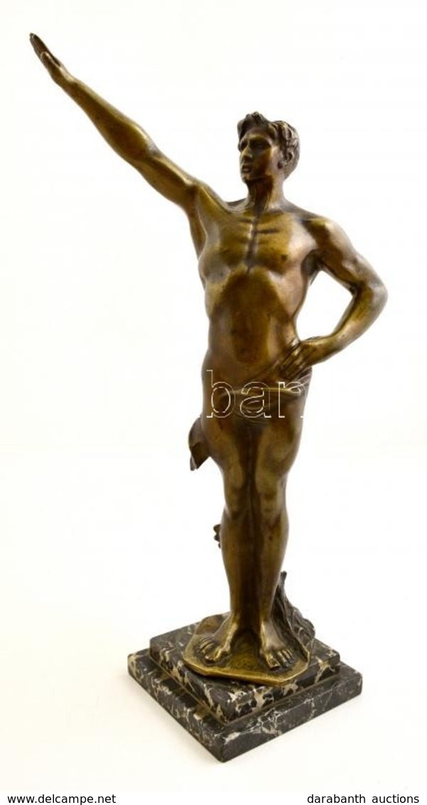 Carlos Jelzéssel: Ave Cézár. Bronz, Márvány Talapzaton, Mozog A Rögzítésnél, M: 48 Cm - Sonstige & Ohne Zuordnung