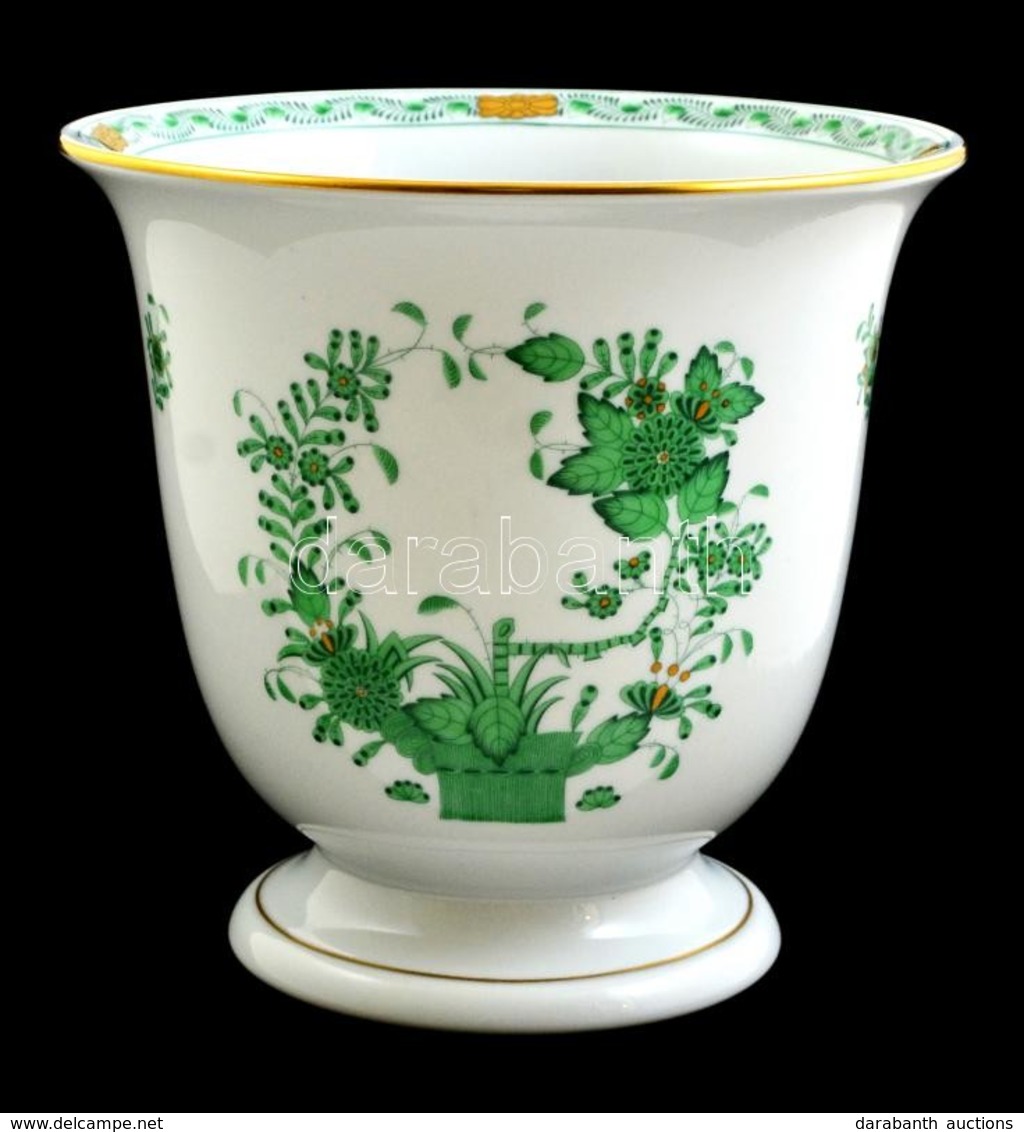 Herendi Indiai Kosár Mintás Kaspó, Porcelán, Kézzel Festett, Jelzett, Hibátlan, M:17 Cm, D: 18 Cm - Sonstige & Ohne Zuordnung