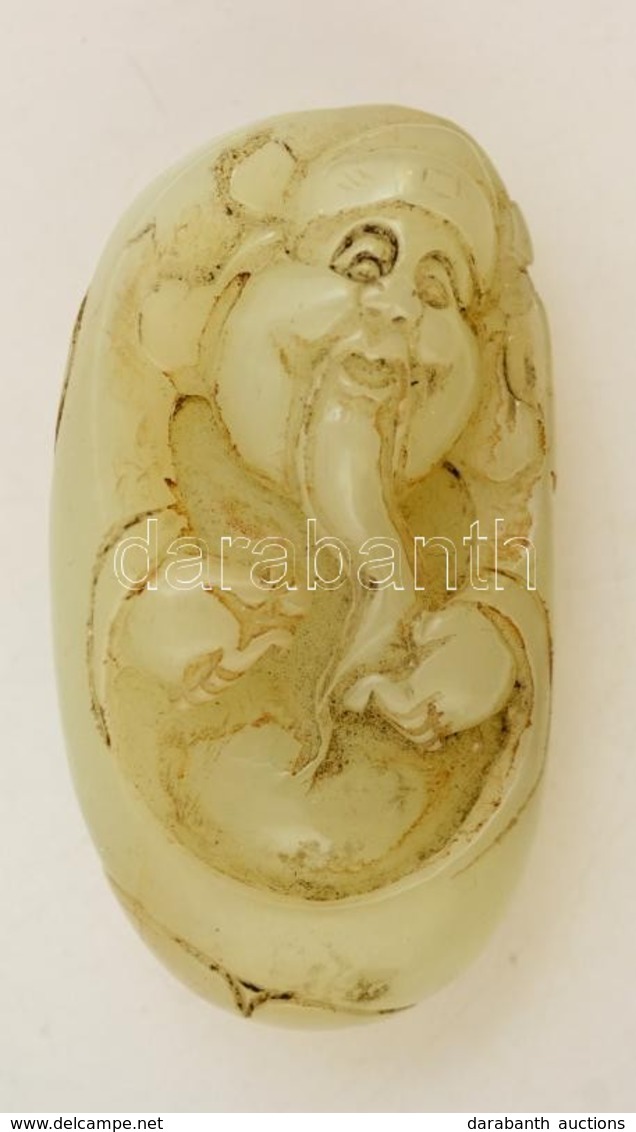 Buddha, Kínai Jade Faragvány, Kis Kopásokkal, 6×3,5×2,5 Cm - Autres & Non Classés