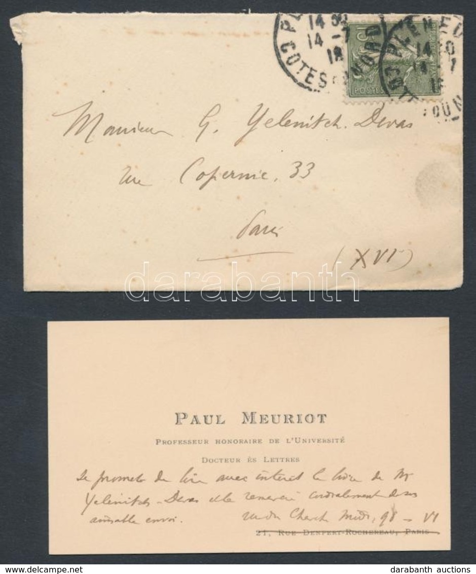 1918 Paul Meuriot Francia Tudós, Saját Kézzel Megírt Névjegykártyája / 
1918 Autograph Lines Of Paul Meuriot French Prof - Zonder Classificatie