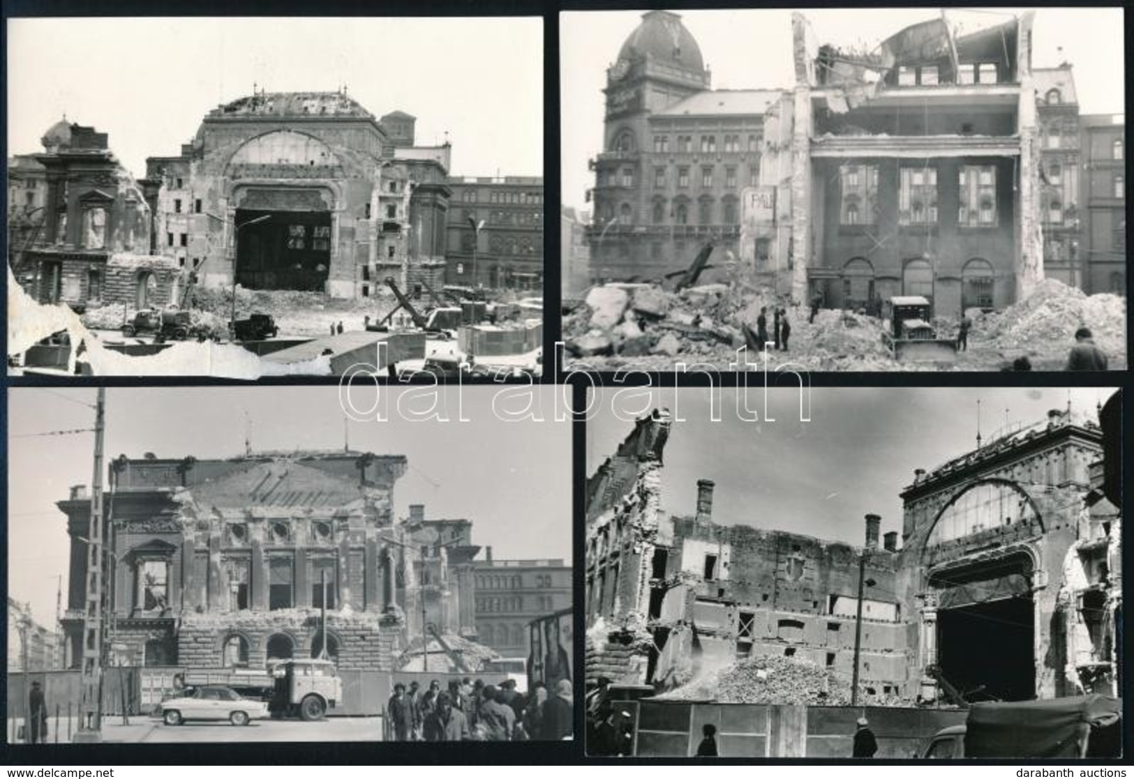 1965 Budapest, A Nemzeti Színház Bontásának Négy Stációja, 4 Db Vintage Fotó, 9x13 Cm - Sonstige & Ohne Zuordnung