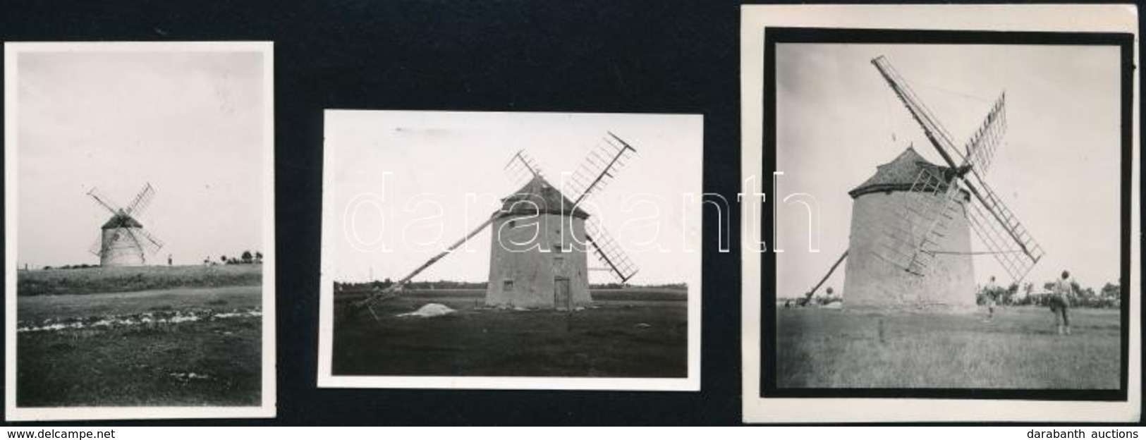 1939 Kunszentmiklós, Szélmalom, 3 Db Fotó, 6×4 és 7×6 Cm Közötti Méretekben / Windmill, Kunszentmiklós, Hungary, 3 Photo - Sonstige & Ohne Zuordnung