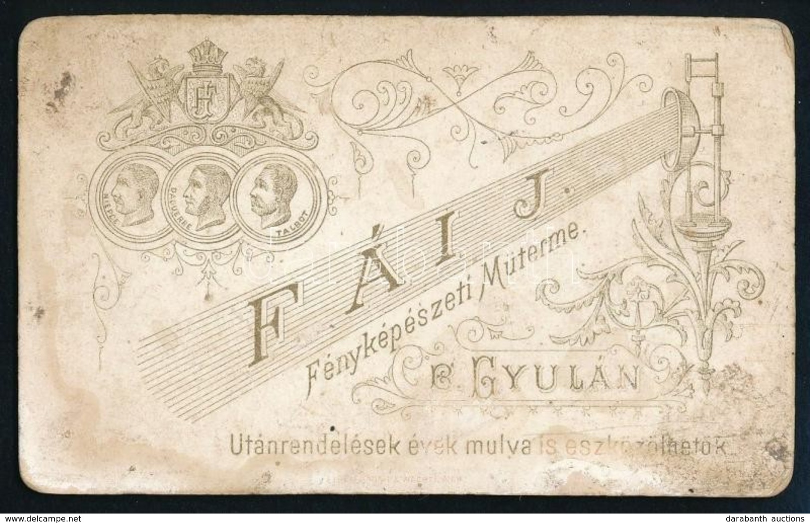 Cca 1880-1900 Gyula, Hölgy M?termi Portréja Fái János Fényképészeti M?terméb?l, Keményhátú Fotó, 10,5x6,5 Cm - Andere & Zonder Classificatie