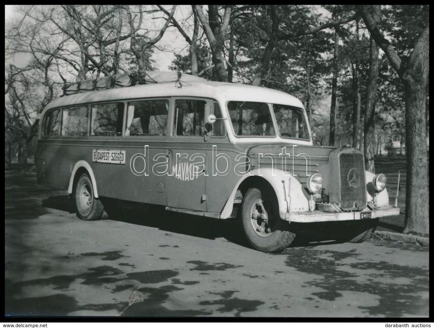 Cca 1940 A Mávaut Budapest Szeges Járatú Mercedes Busza, Kés?bbi El?hívás. 9x12 Cm - Altri & Non Classificati