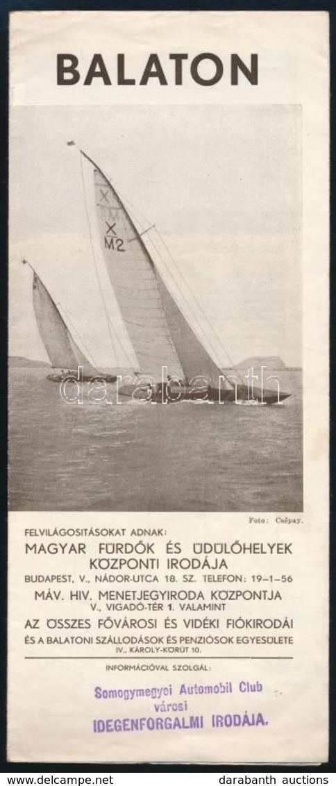 Cca 1930 Balaton, Képes Prospektus - Andere & Zonder Classificatie