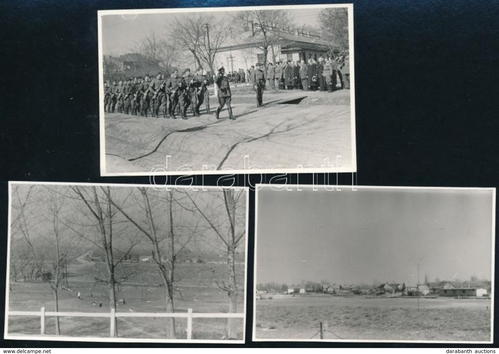 1961 Sükösd, Katonai Felvonulás, Focipálya, 3 Db Fotó, 6×9 Cm - Andere & Zonder Classificatie