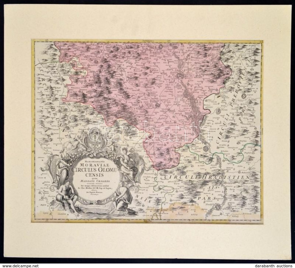 Homann, Johann Baptist (1663-1724): Csehország, Morvaország Az Olmüci Részek Térképe. Rézmetszet? Térkép.. Paszpartuban. - Sonstige & Ohne Zuordnung