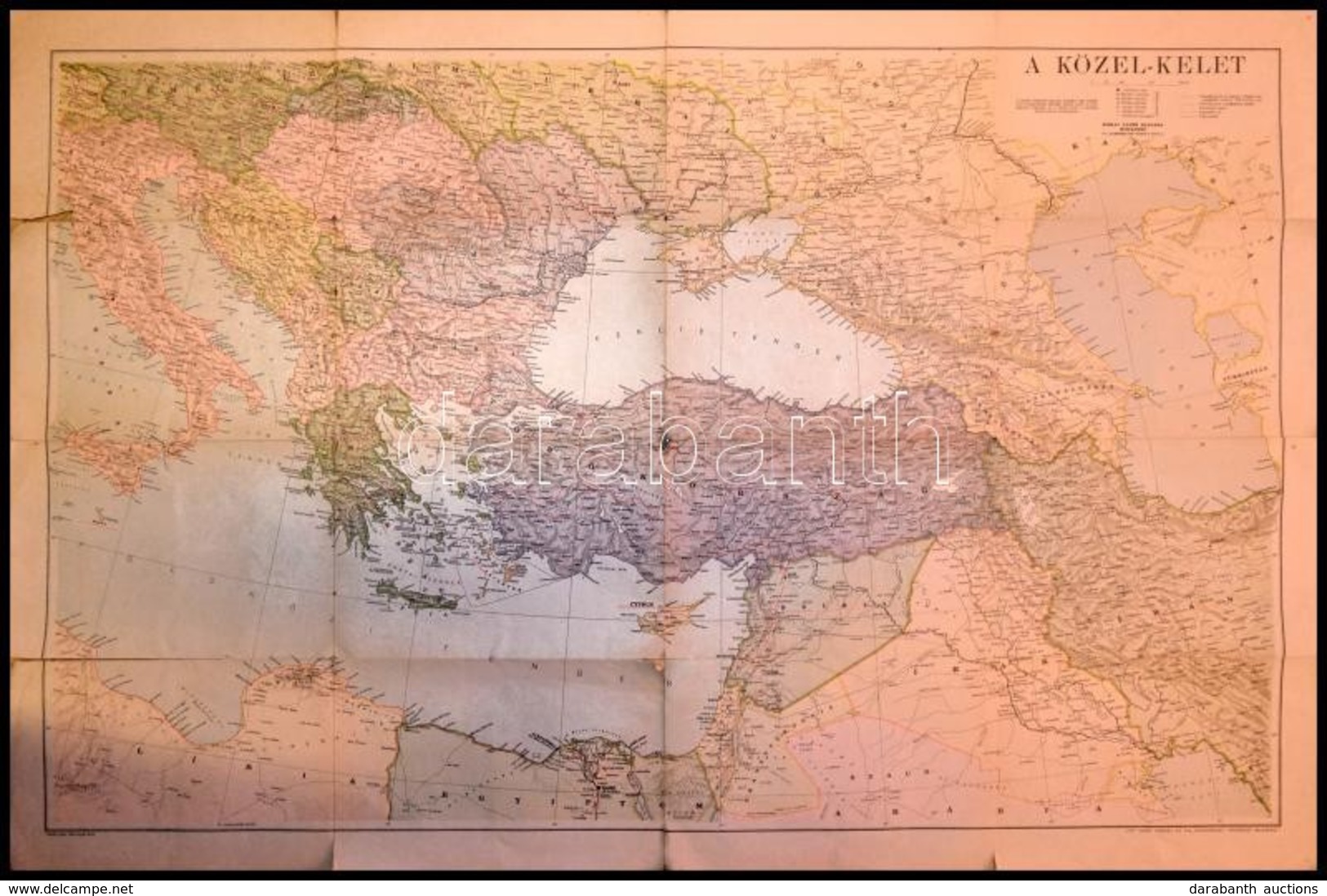 1943 A Közel-Kelet Balkán-félsziget, Kisázsia Térképe. Szakadásokkal. 80x119 Cm - Andere & Zonder Classificatie