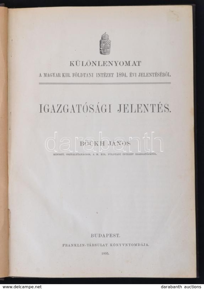 1895-1901 Böckh János: Igazgatósági Jelentés. Különlenyomat A Magyar Kir. Földtani Intézet 1894-1899. évi Jelentéséb?l.  - Ohne Zuordnung