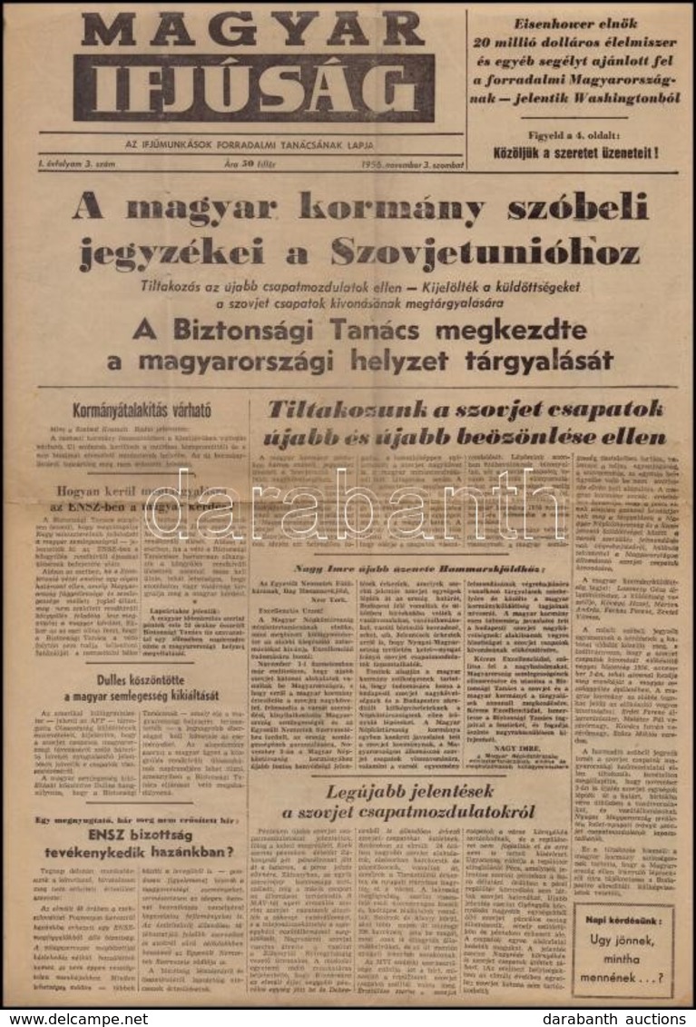 1956 Magyar Ifjúság, I. évf. 3. Szám. 1956. November 3., 4 P. - Non Classificati