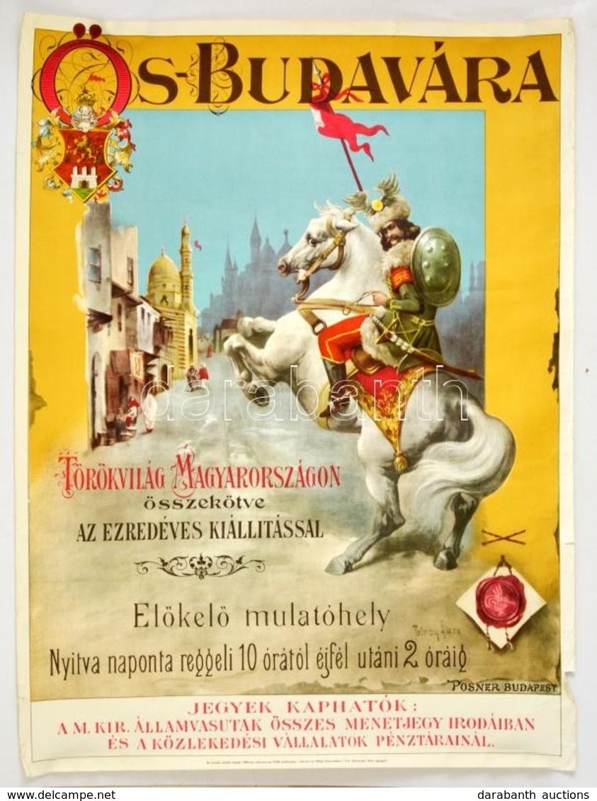 1968 ?s-Budavára Plakát Ofszet Reprintje, Szélén Kis Szakadások, 93x69 Cm - Autres & Non Classés
