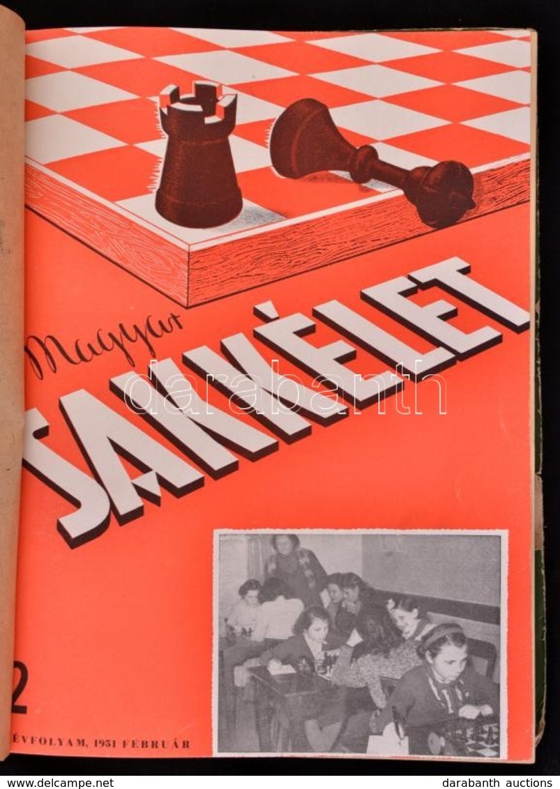 1951-1952 Magyar Sakkélet I. évf. 2. ,9.-10.,12. Számok, és II. évf. 2.,4-8. Számok, összesen 10 Szám Egybekötve, Kopott - Ohne Zuordnung