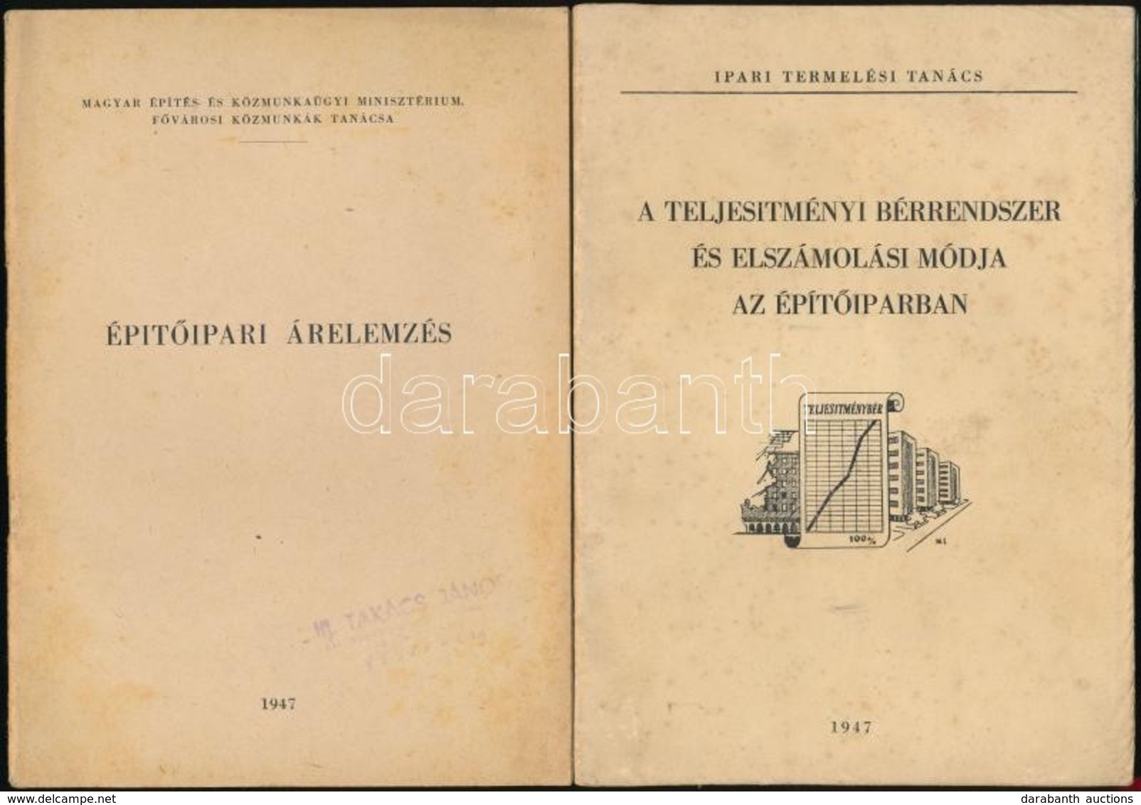 1947 Vegyes Könyvtétel, 3 Db:

Épít?ipari Árelemzés. Szerk.: Perényi Imre, Sebestyén Gyula. Bp.,1947, Magyar Építés- és  - Ohne Zuordnung