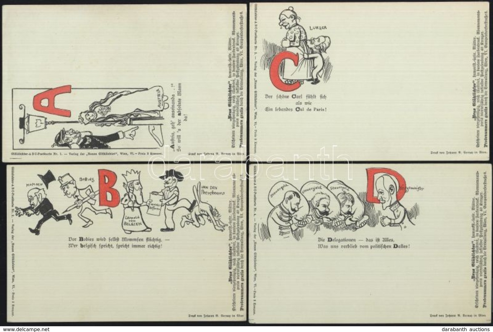 ** Ausztria POLITIKAI KARIKATÚRA - ABC Komplett 24 Darabos Sorozat / Austria POLITICAL CARICATURE - ALPHABET Complete Se - Ohne Zuordnung