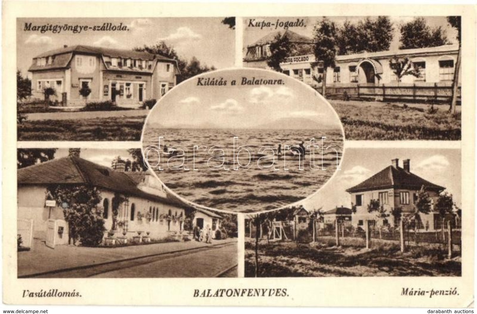 ** T2/T3 Balatonfenyves, Margitgyöngye Szálloda, Kupa Fogadó, étterem, Vasútállomás, Mária Penzió, Kilátás A Balatonra ( - Non Classés