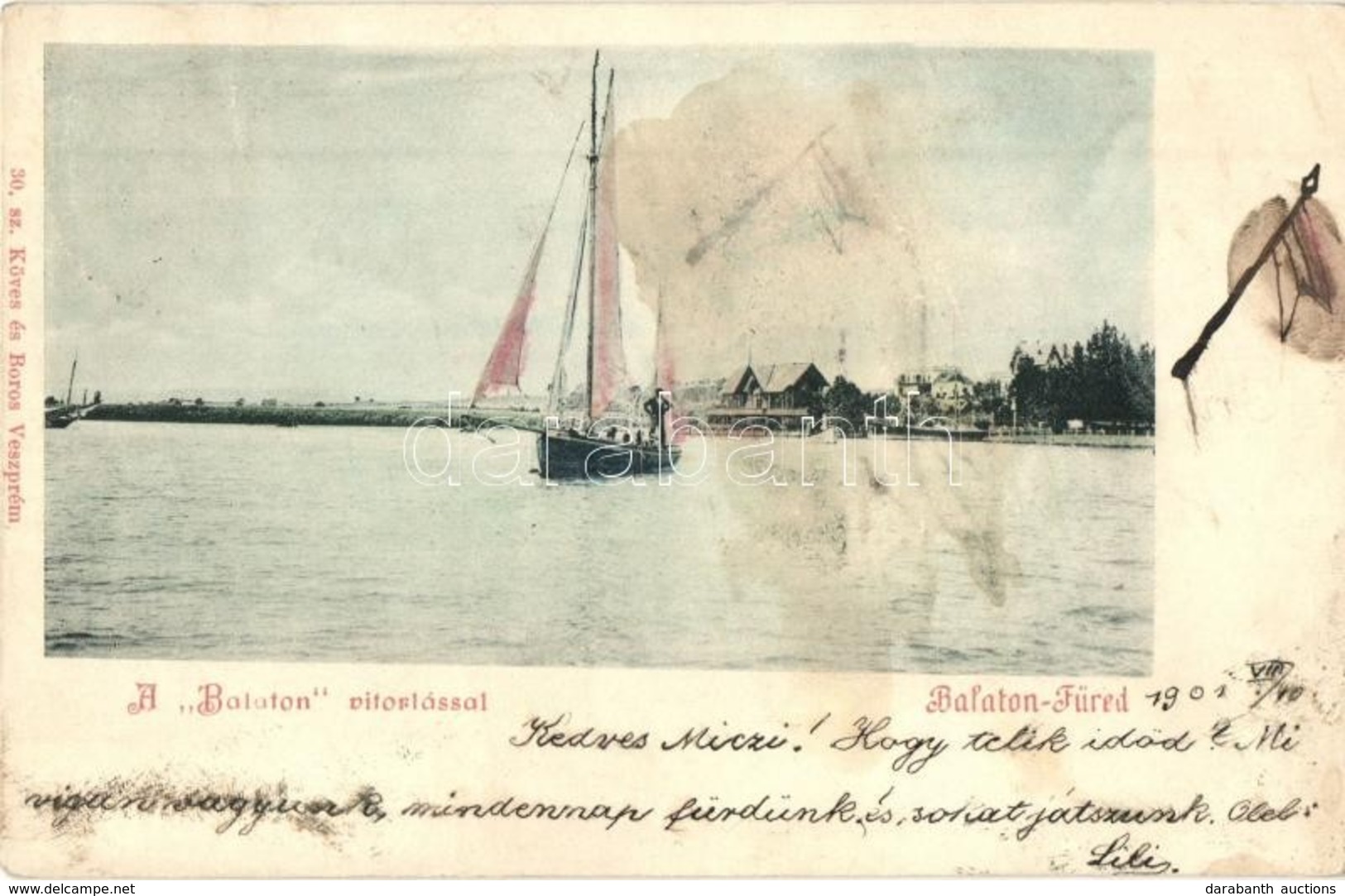 T2/T3 1901 Balatonfüred, 'Balaton' Vitorlás. Köves és Boros Kiadása (Rb) - Zonder Classificatie