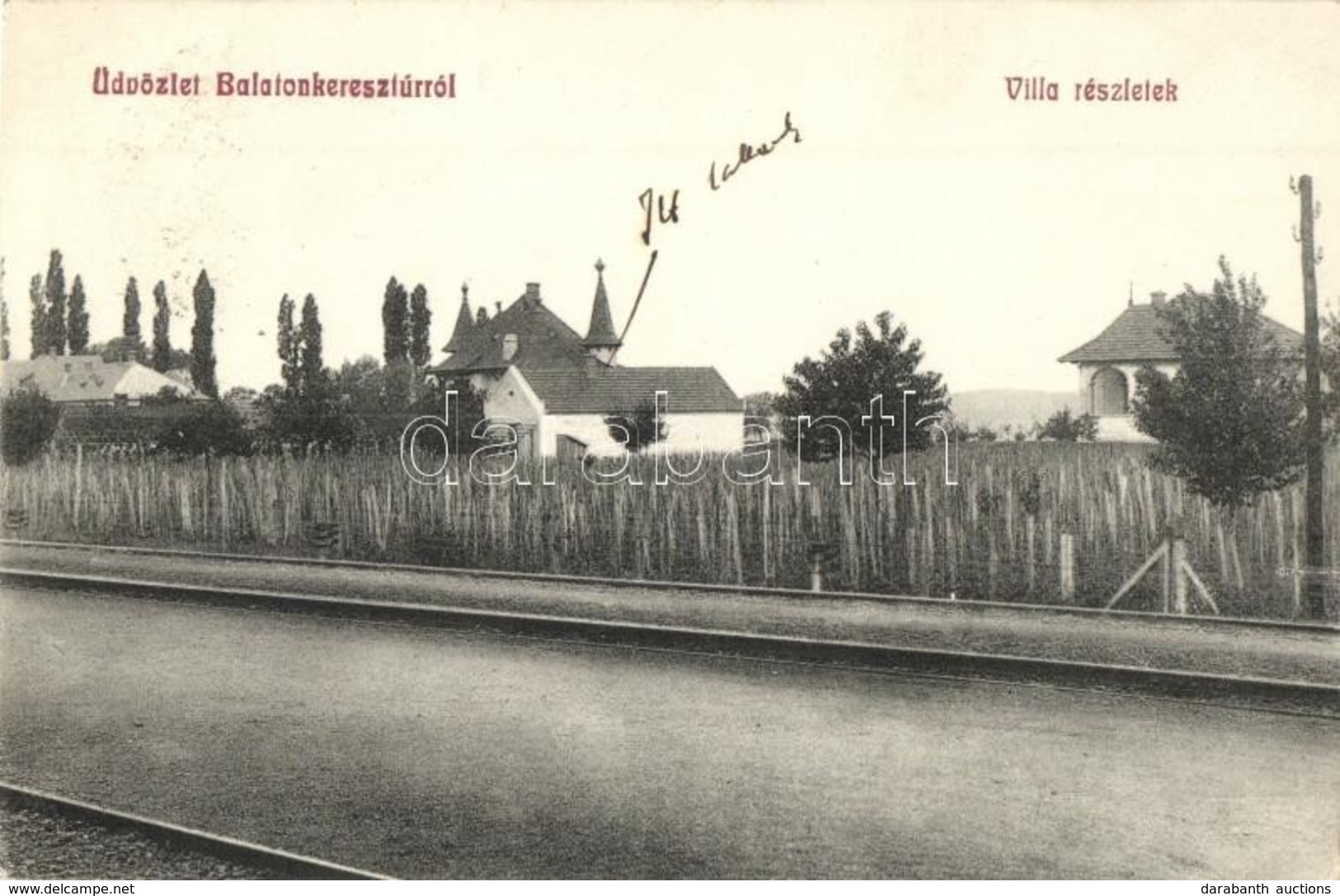 T2 1914 Balatonkeresztúr, Villa Részletek A Vasúti Sín Mellett - Non Classés