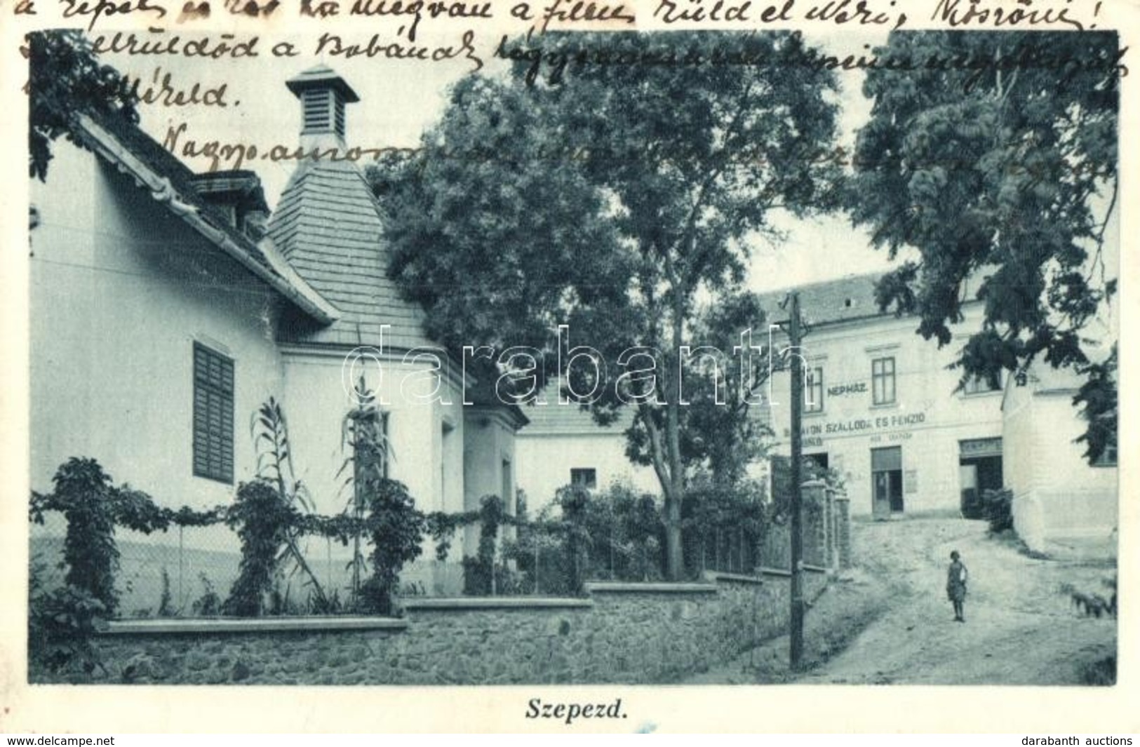 * T2/T3 1932 Balatonszepezd, Népház, Balaton Szálloda és Penzió, Húscsarnok, Hangya üzlet és Saját Kiadása - Non Classés