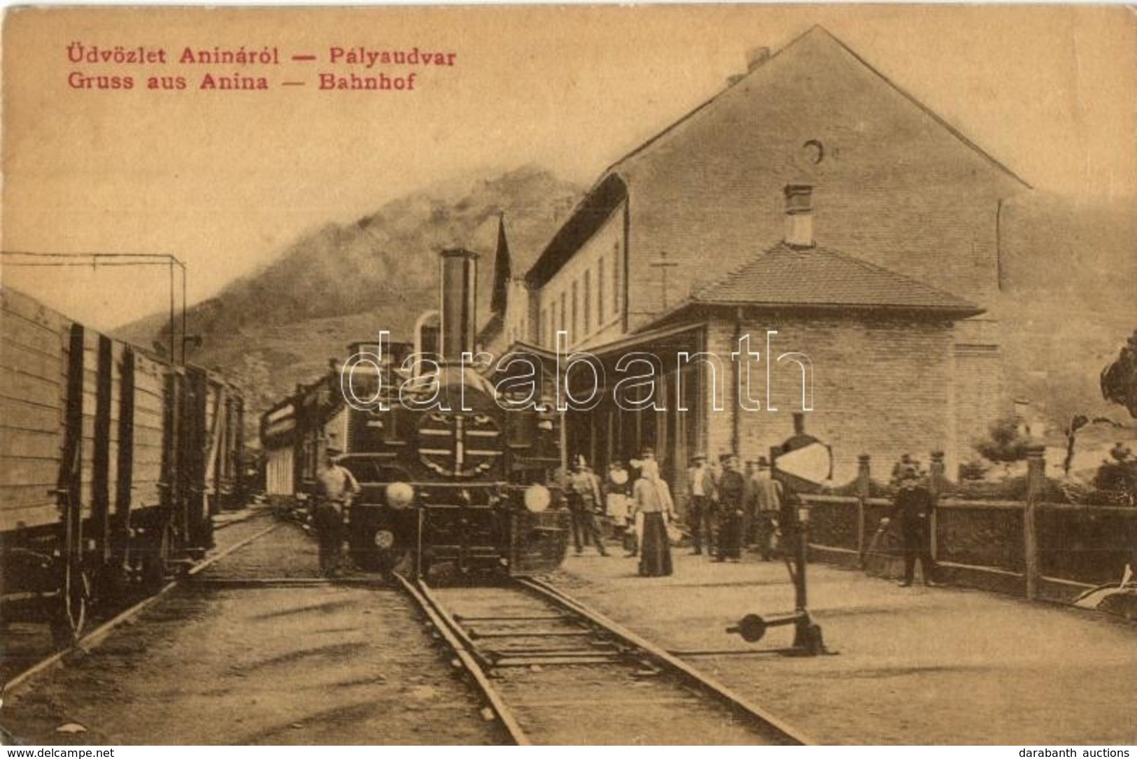 * T2/T3 Anina, Stájerlakanina, Steierdorf; Vasútállomás G?zmozdonnyal. W.L. 1191. Kaden József Kiadása / Bahnhof / Railw - Non Classificati