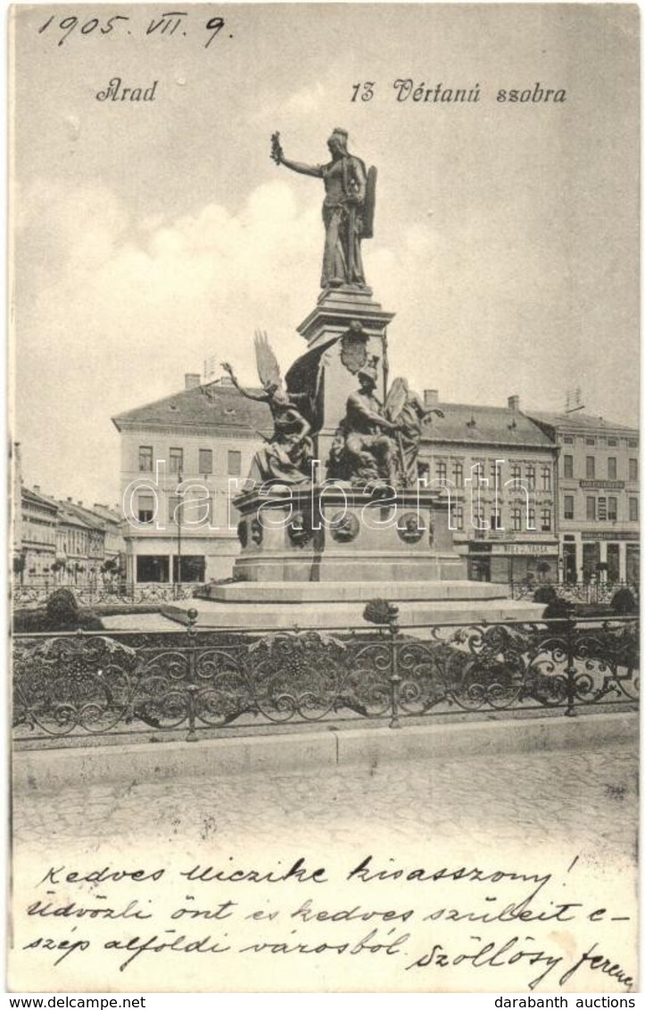 T2/T3 1905 Arad, 13 Vértanú Szobra, Aradi Keresked?k Köre, Ries J. és Társa üzlete / Martyrs' Statue, Shop, Traders' Ass - Unclassified