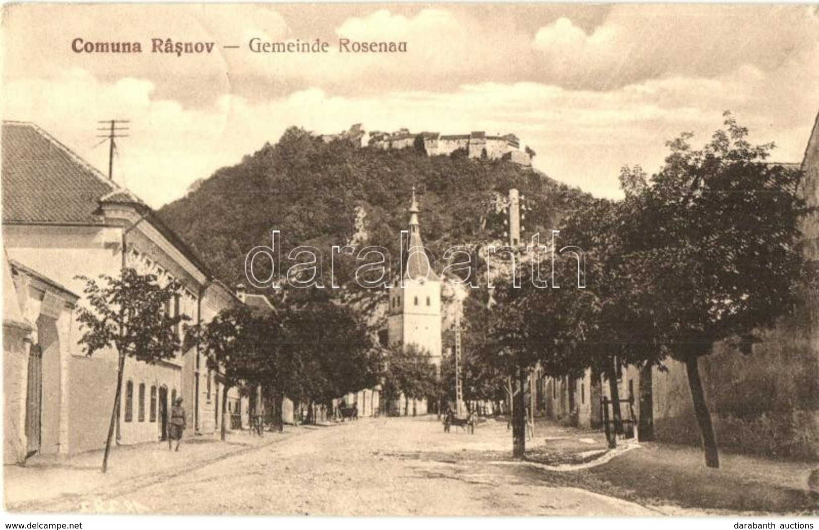 T2 Barcarozsnyó, Rozsnyó, Rasnov, Rosenau; Utcakép A Várral / Street View With The Castle - Unclassified