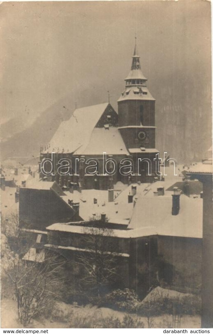 T2 1931 Brassó, Brasov, Kronstadt; Hófödte Fekete Templom Télen / Snow Covered Church In Winter. Marietta Jekelius Photo - Unclassified