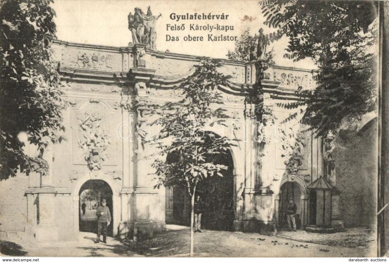 * T2/T3 Gyulafehérvár, Alba Iulia; Fels? Károly Kapu Katonákkal. Schäser Ferenc Kiadása / Das Obere Karlstor / Upper Cas - Non Classés