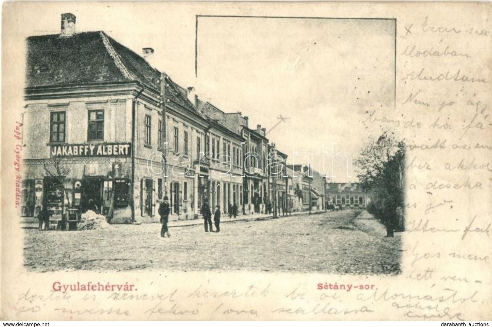 T3 Gyulafehérvár, Alba Iulia; Sétány Sor, Jakabffy Albert üzlete. Papp György Kiadása / Promenade Street, Shops (r) - Non Classés