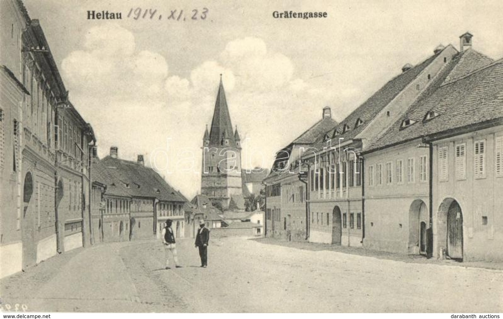 T2 1914 Nagydisznód, Heltau, Cisnadie; Utca / Gräfengasse / Street View - Zonder Classificatie