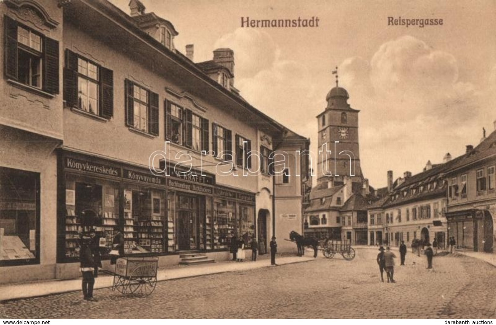 T2/T3 1913 Nagyszeben, Hermannstadt, Sibiu; Rizs Utca, W. Krafft Könyvkereskedése, Könyvnyomdája és Saját Kiadása Az üzl - Zonder Classificatie