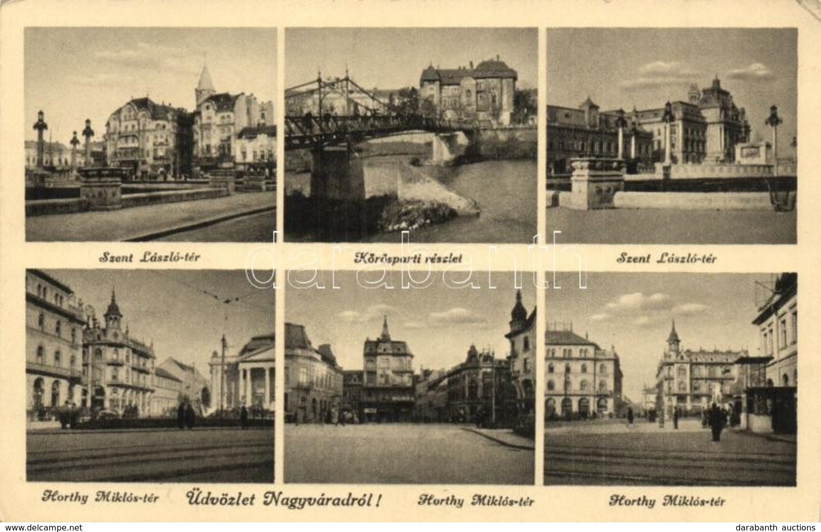 ** T2 Nagyvárad, Oradea; Szent László és Horthy Miklós Tér, K?rös Part, Híd / Squares, Riverside, Bridge - Zonder Classificatie