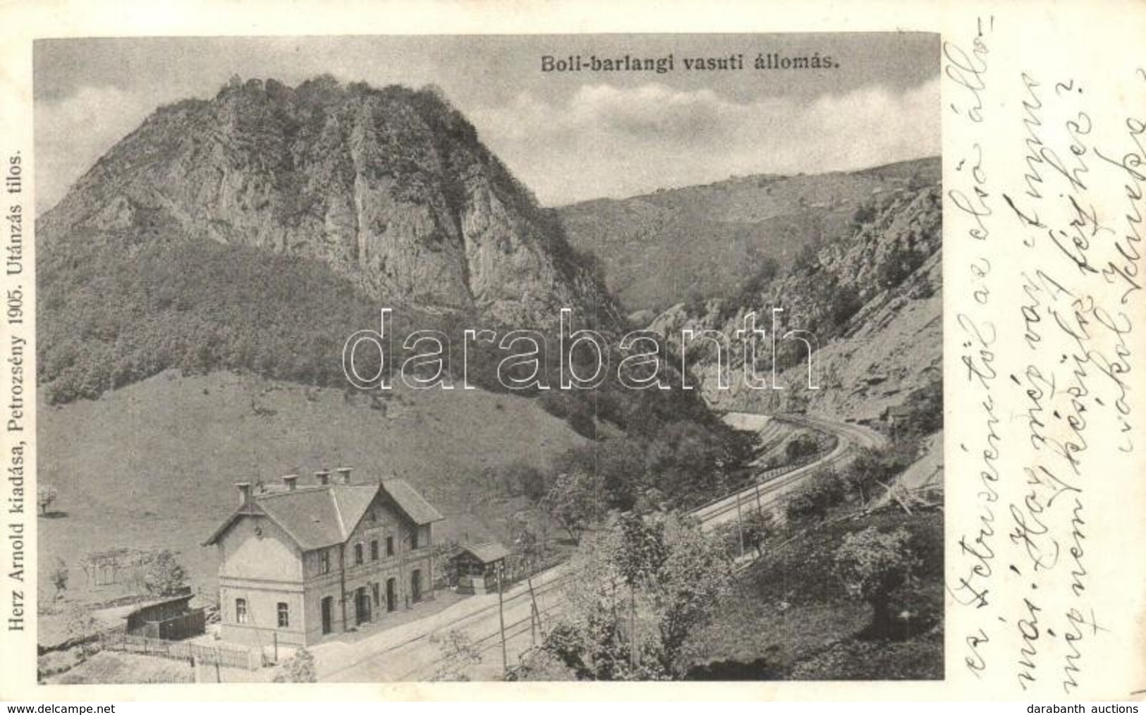 T2 Petrozsény, Petrosani; Boli Barlang-i Vasútállomás Vagonokkal. Herz Arnold Kiadása / Railway Station, Wagons - Zonder Classificatie