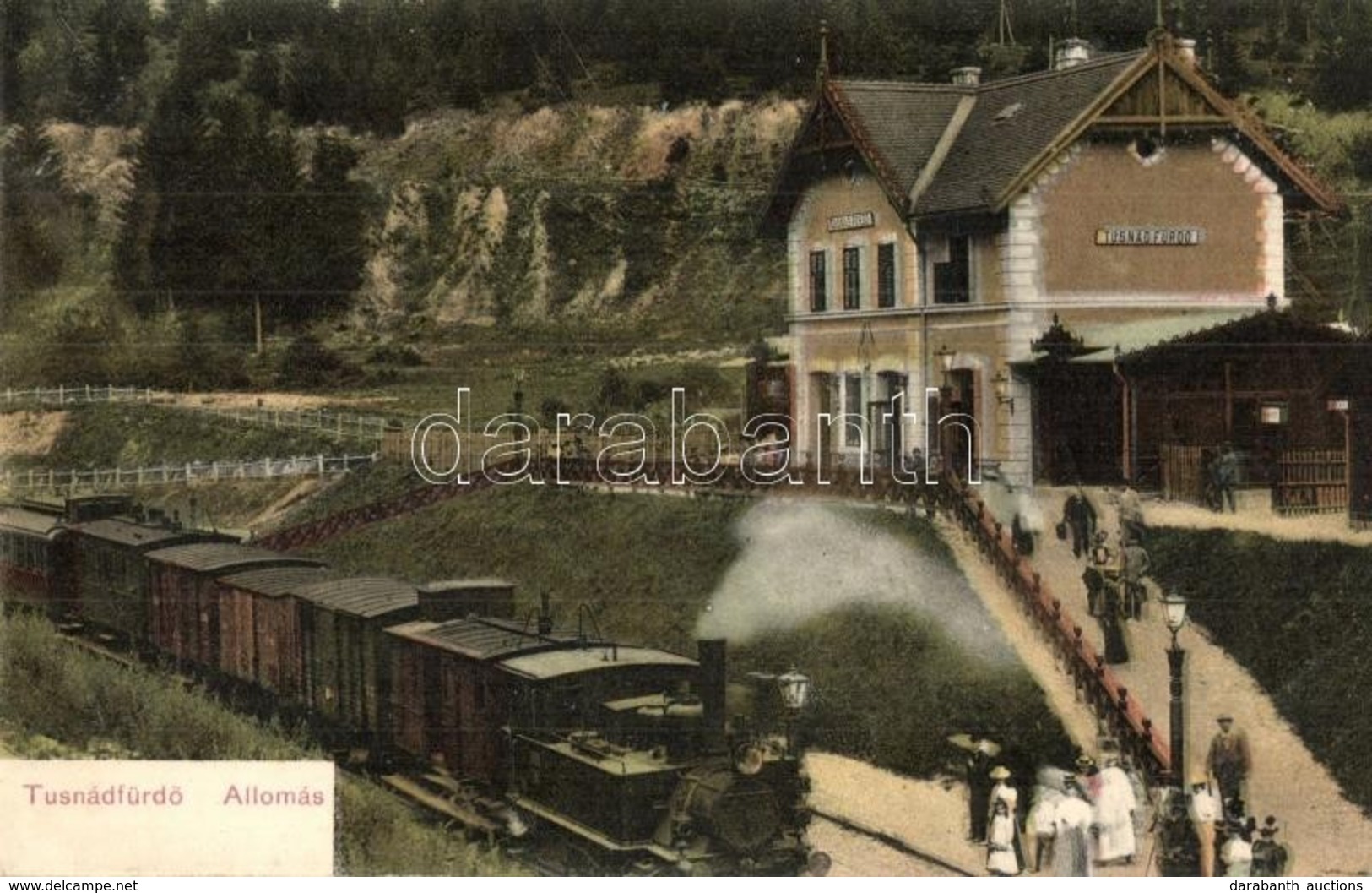 T2 Tusnádfürd?, Bai Tusnad; Vasútállomás G?zmozdonnyal. Adler Alfréd / Bahnhof / Railway Station With Locomotive - Unclassified