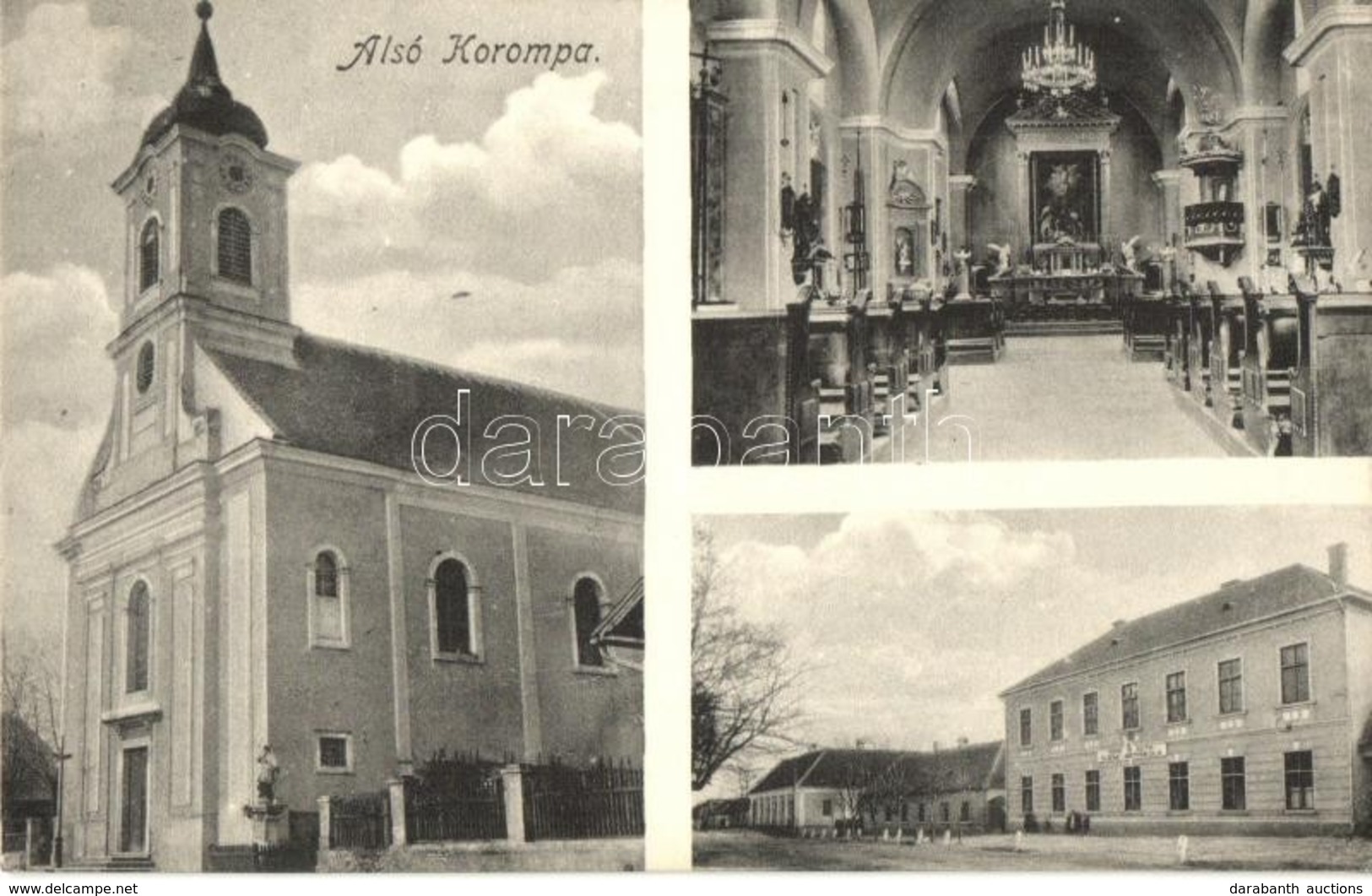 ** T2/T3 Alsókorompa, Dolná Krupá; Római Katolikus Templom, Templom Bels?, Népiskola / Catholic Church, Church Interior, - Non Classificati