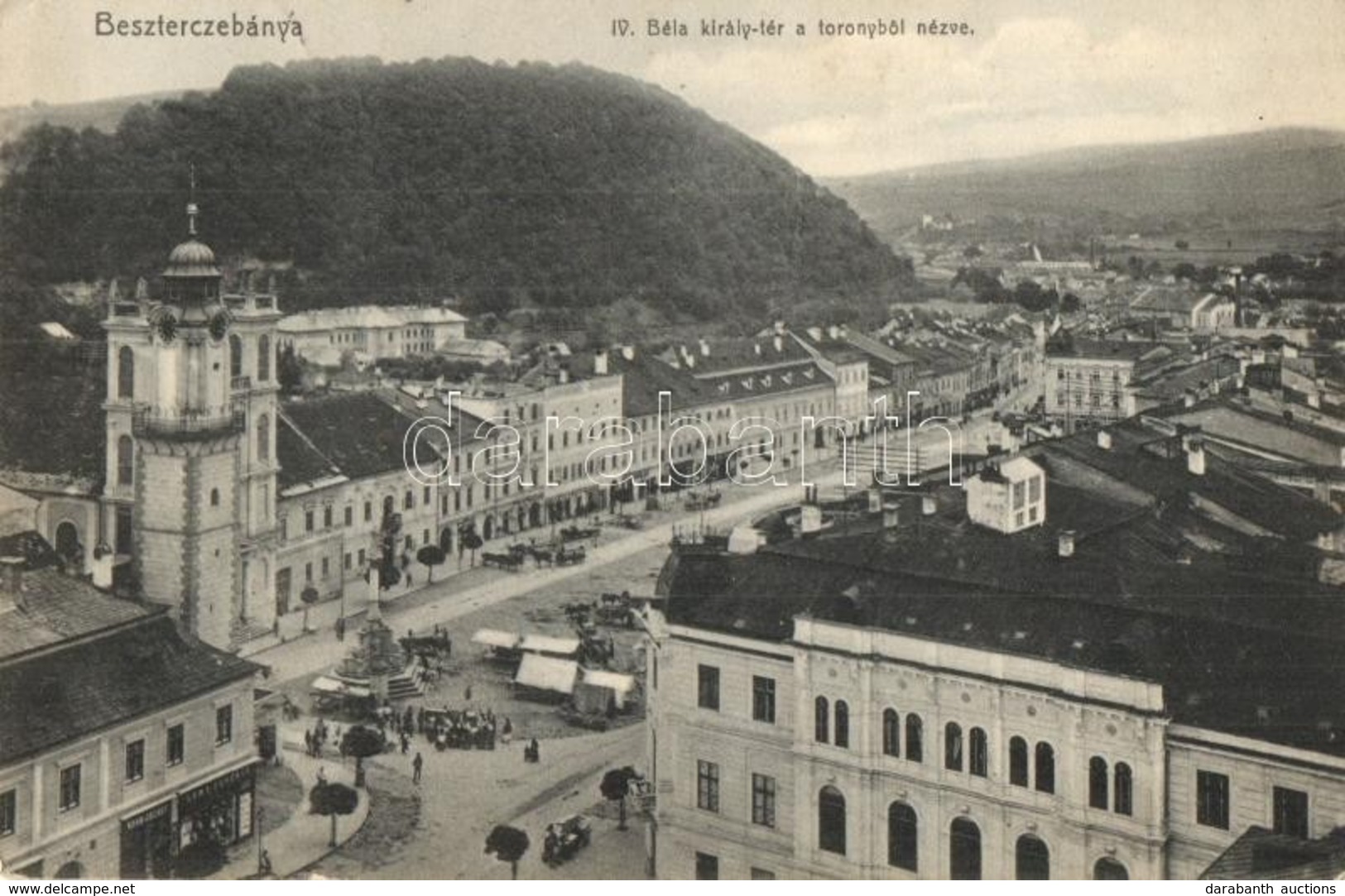 T2/T3 Besztercebánya, Banská Bystrica; IV. Béla Király Tér A Toronyból Nézve, L?wy Ferenc és Kohn József üzlete / Square - Non Classificati