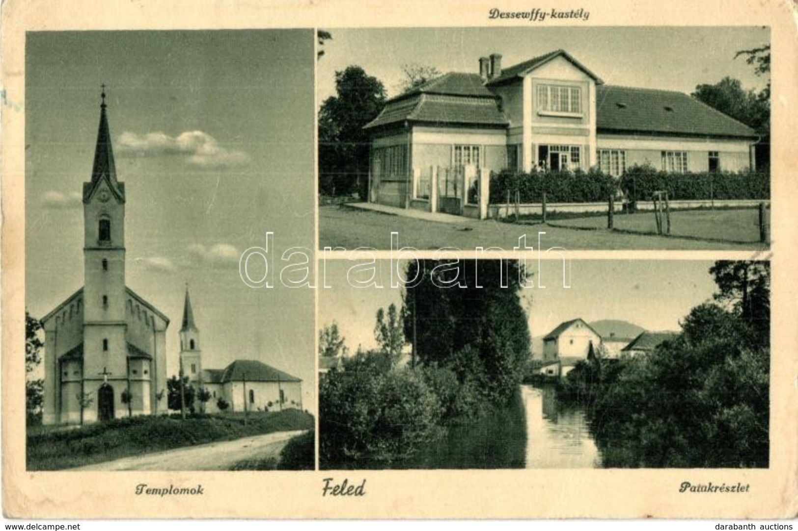 * T2/T3 Feled, Veladin, Jesenské; Templomok, Dessewffy Kastély, Patak / Churches, Castle, River - Non Classés