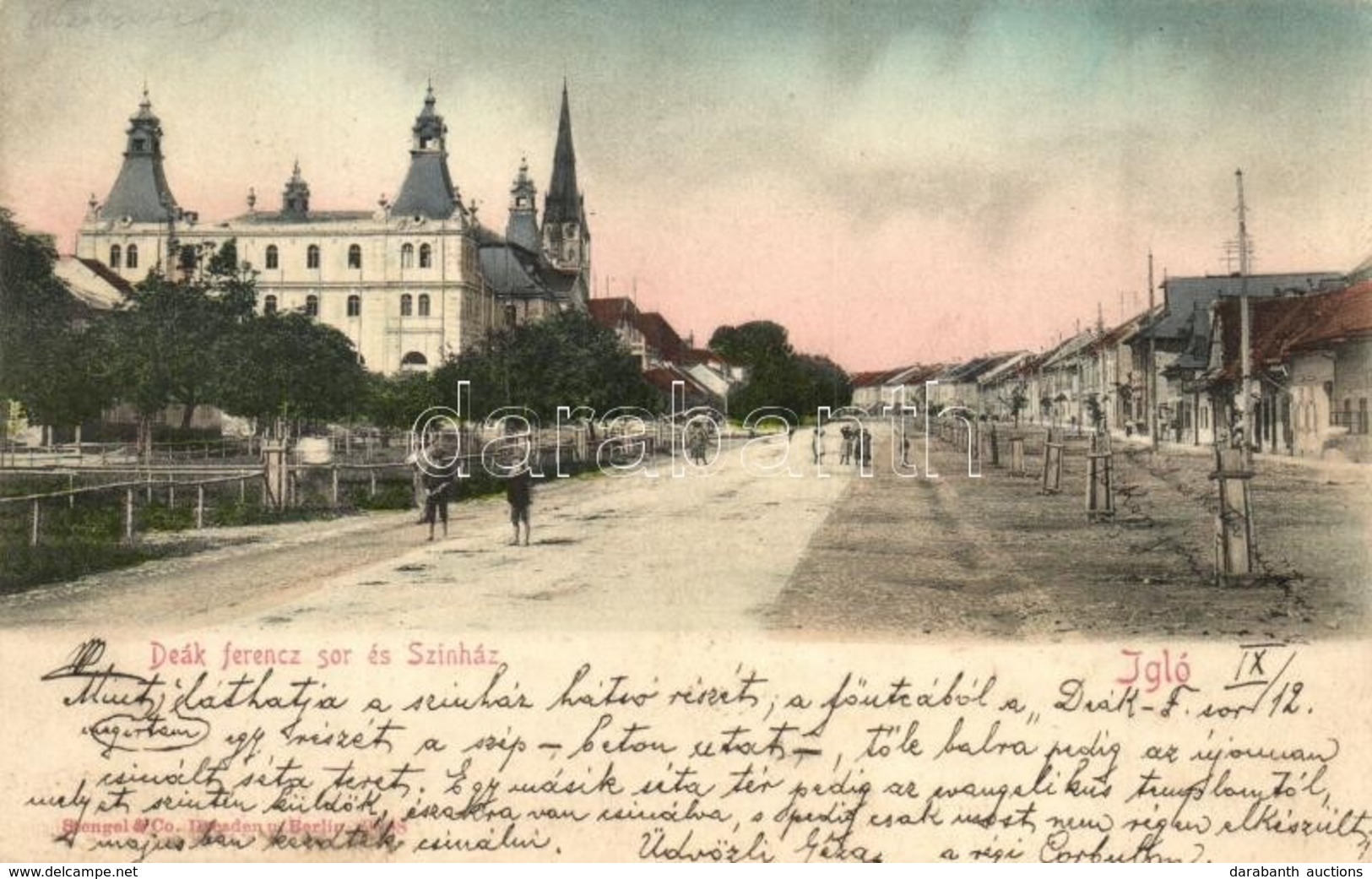 T3 Igló, Iglau, Spisská Nová Ves; Deák Ferenc Sor, Színház / Street View With Theater (ázott / Wet Damage) - Non Classificati