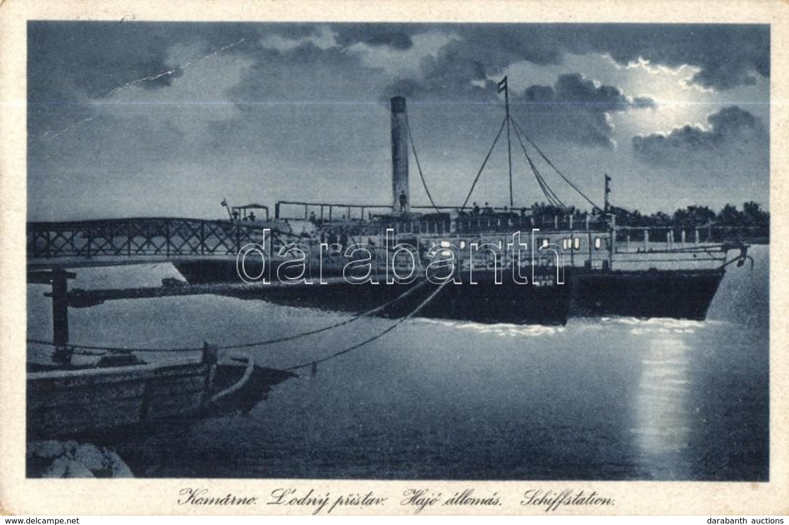 T2/T3 Komárom, Komárno; Lodny Pristav / Hajóállomás Este / Schiffstation / Ship Station At Night (EK) - Ohne Zuordnung