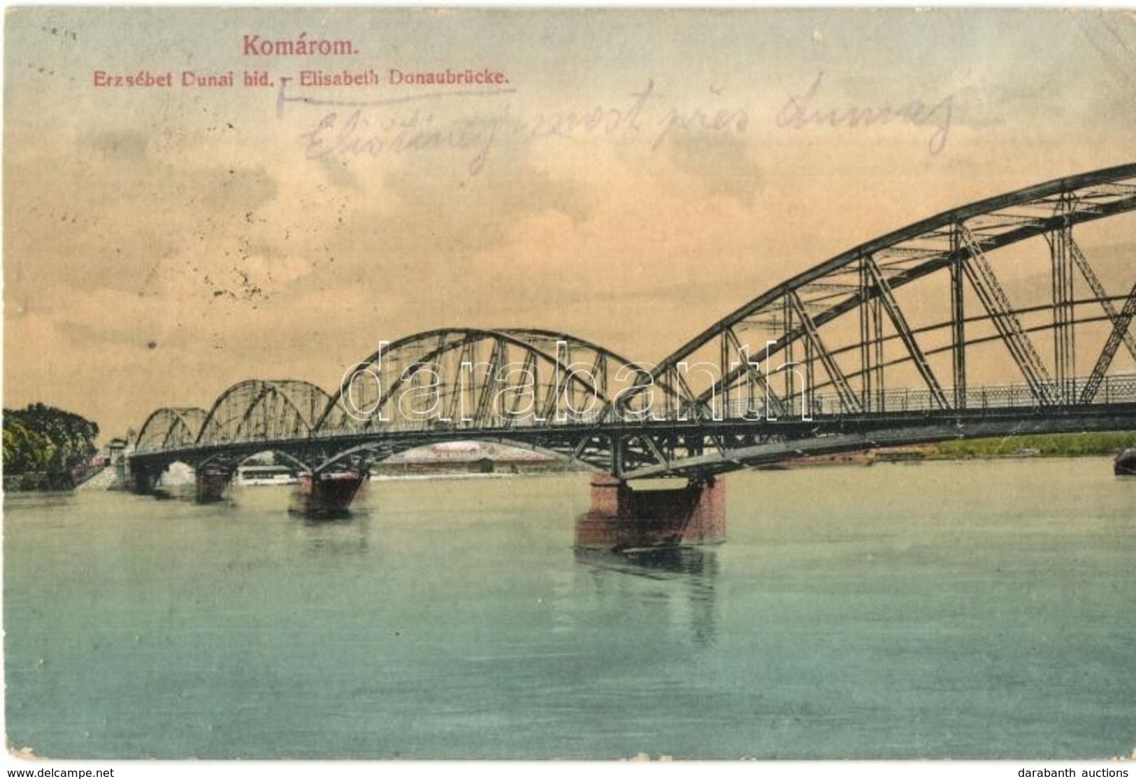 * T2/T3 Komárom, Komárno; Erzsébet Duna Híd. L. H. Pannonia 1914. / Elisabeth Donaubrücke / Elisabeth Danube Bridge (Rb) - Non Classificati