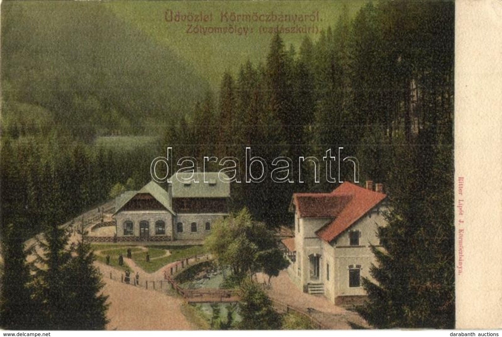 T2 1907 Körmöcbánya, Kremnitz, Kremnica; Zólyom-völgy,  Vadászkürt Szálló / Zvolenska Dolina, Hotel - Ohne Zuordnung