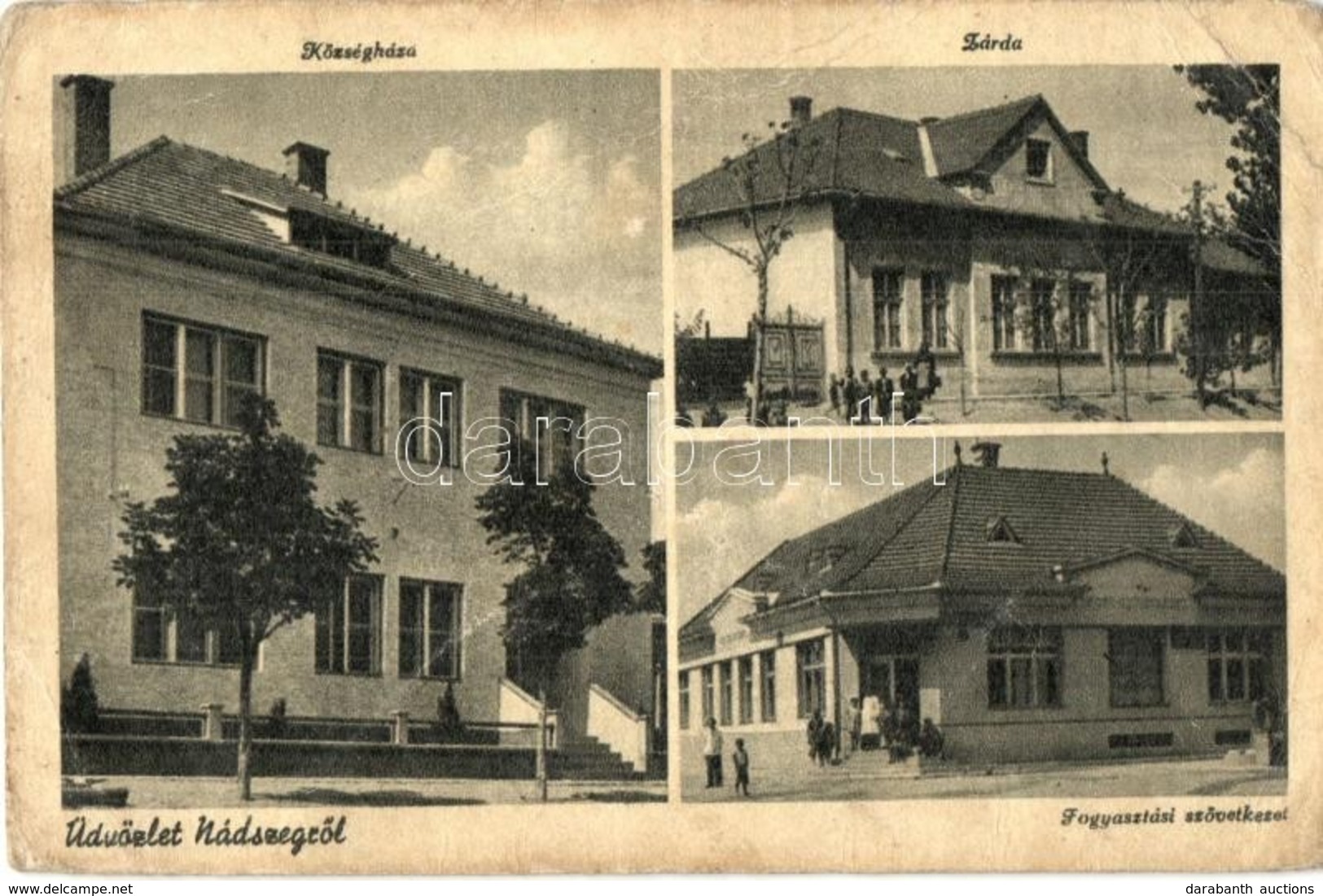 * T3/T4 Nádszeg, Trstice; Községháza, Zárda, Fogyasztási Szövetkezet / Town Hall, Nunnery, Cooperative Shop (EB) - Ohne Zuordnung