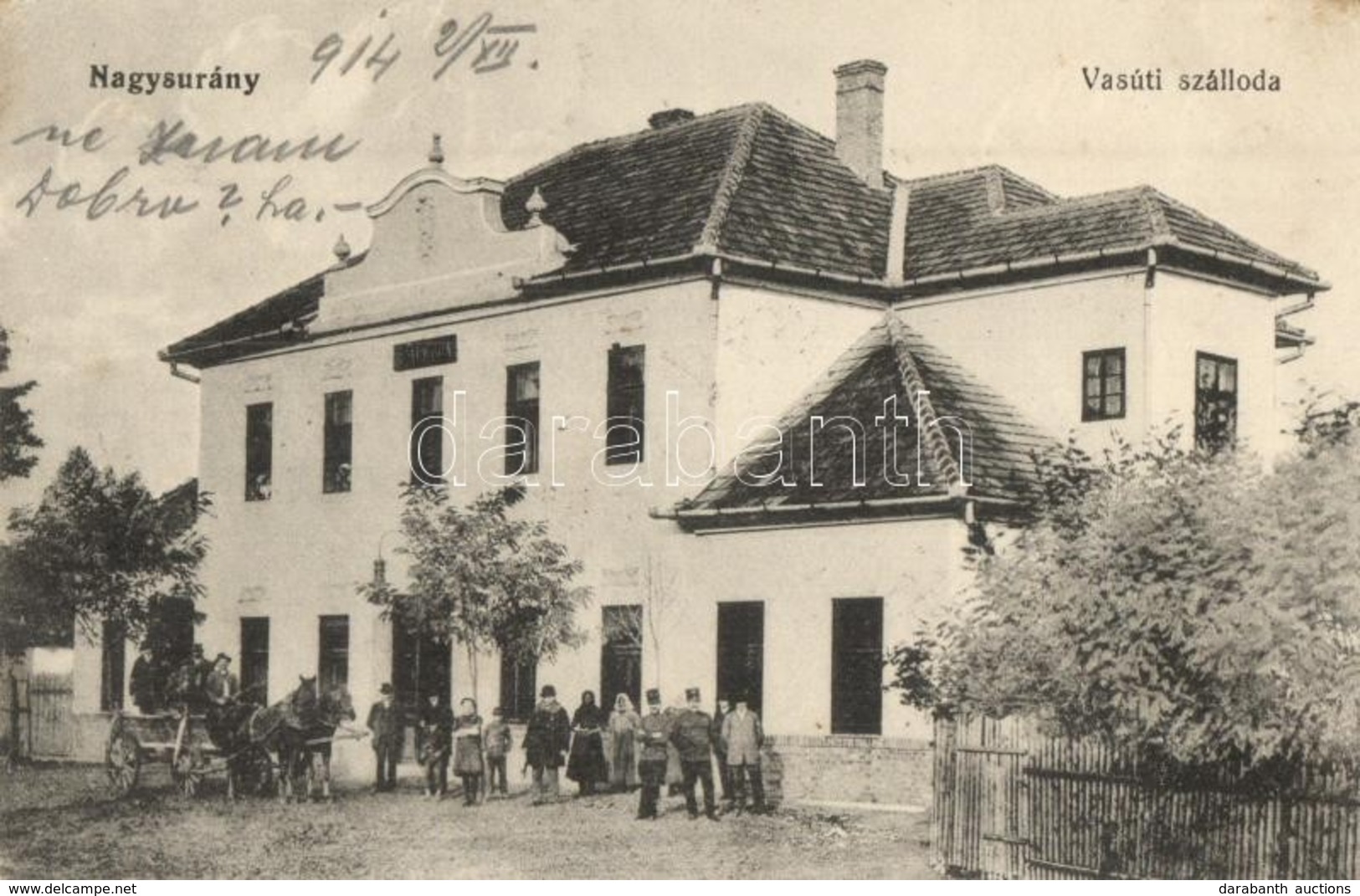 T2/T3 Nagysurány, Surany; Vasúti Szálloda. Grünwald Béla Kiadása / Railway Hotel (EK) - Non Classés