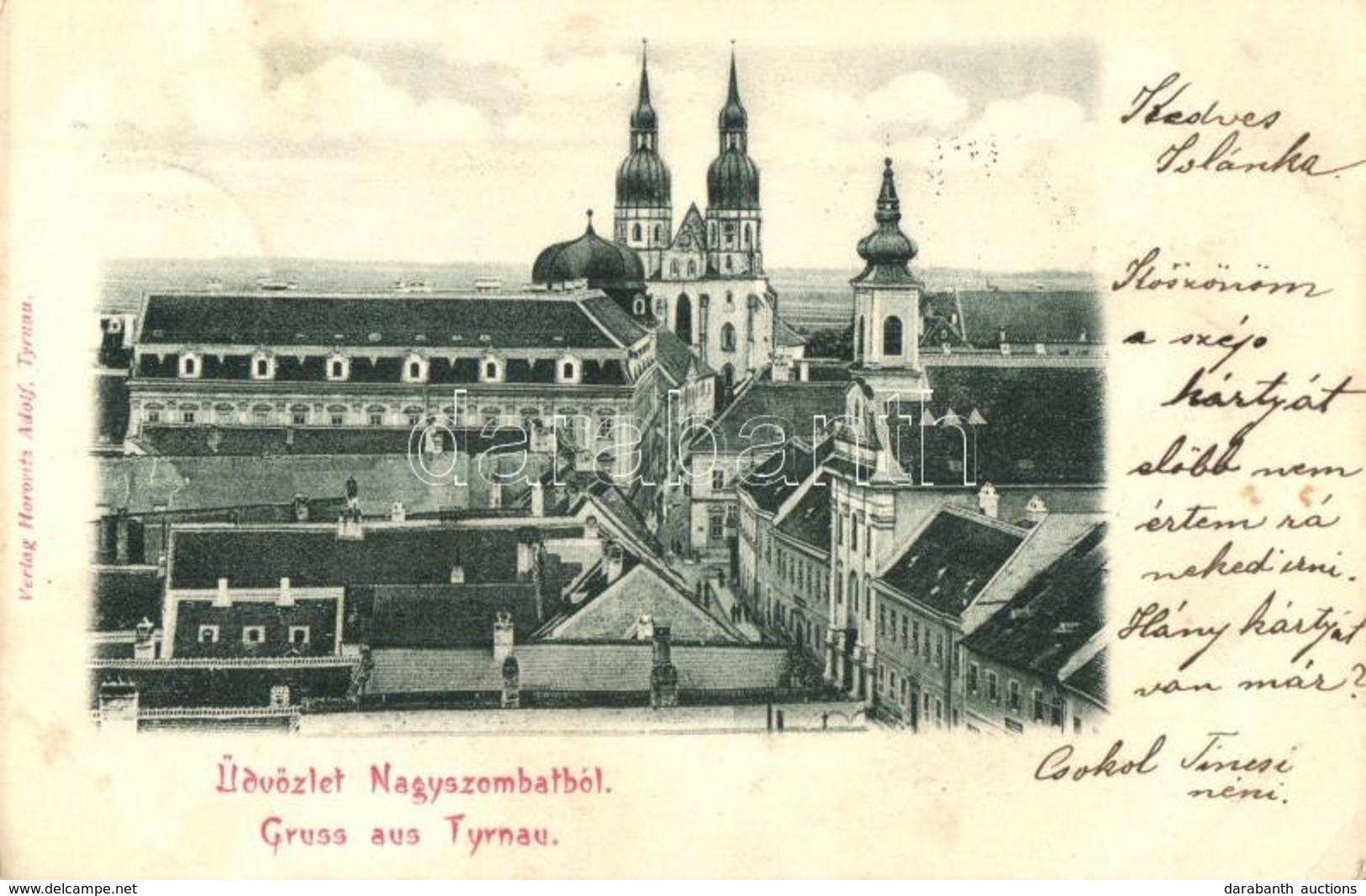 T2/T3 1899 Nagyszombat, Tyrnau, Trnava; Látkép, Templomok. Horovitz Adolf Kiadása / General View, Churches (EK) - Non Classés