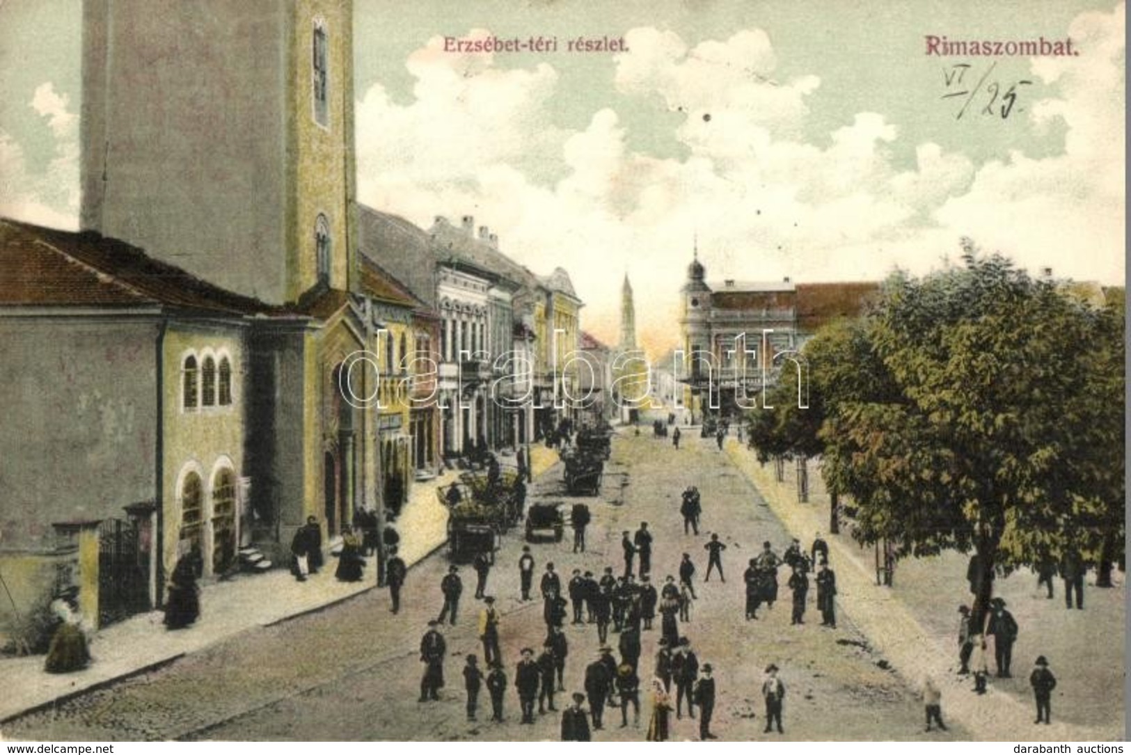 T2 1907 Rimaszombat, Rimavska Sobota; Erzsébet Tér, üzletek / Square, Shops - Zonder Classificatie