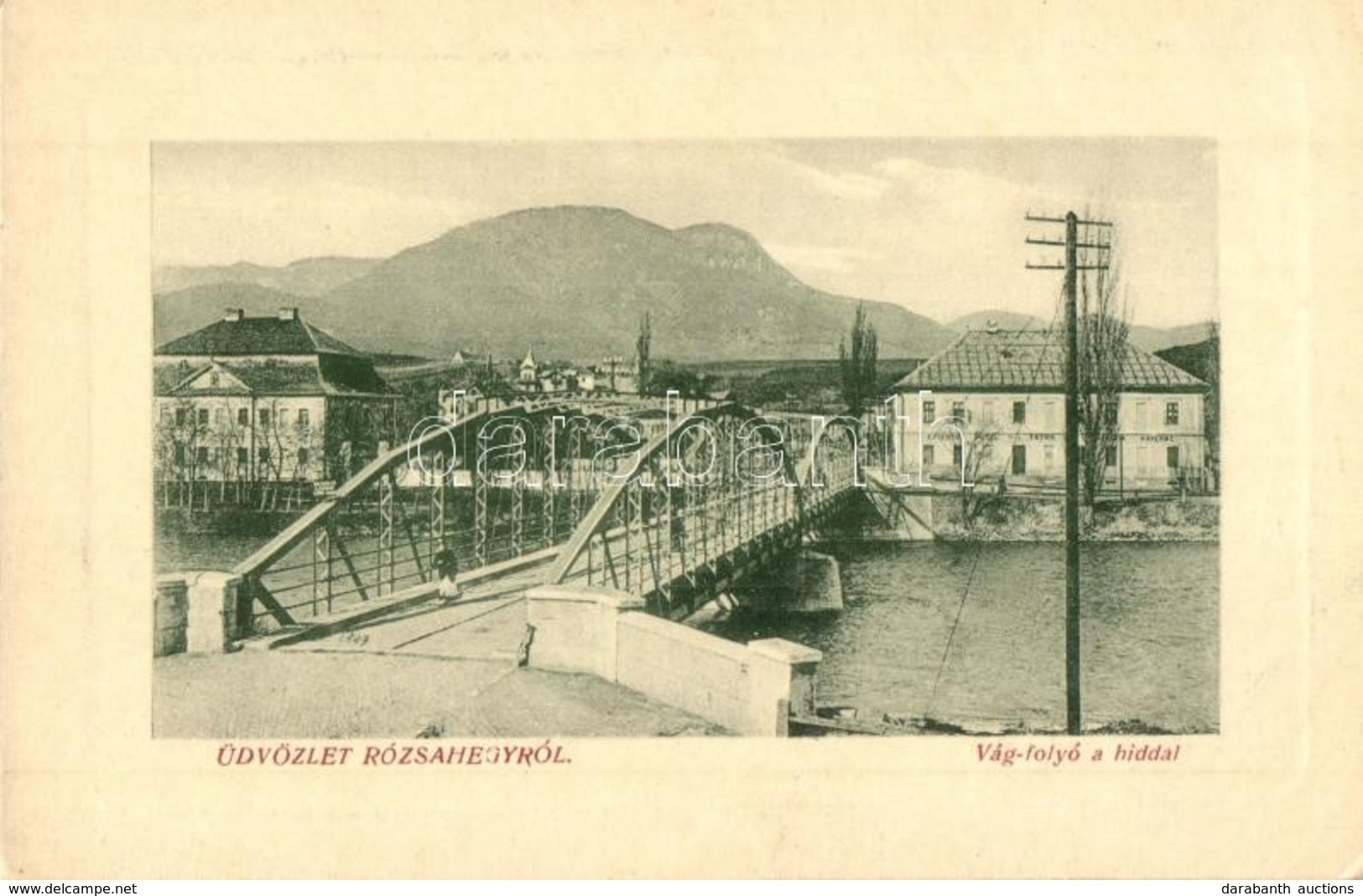 ** T2/T3 Rózsahegy, Ruzomberok; Vág Folyó Hídja, Hotel Tátra Szálloda, étterem és Kávéház. W. L. Bp. 2508. / Váh River B - Non Classés