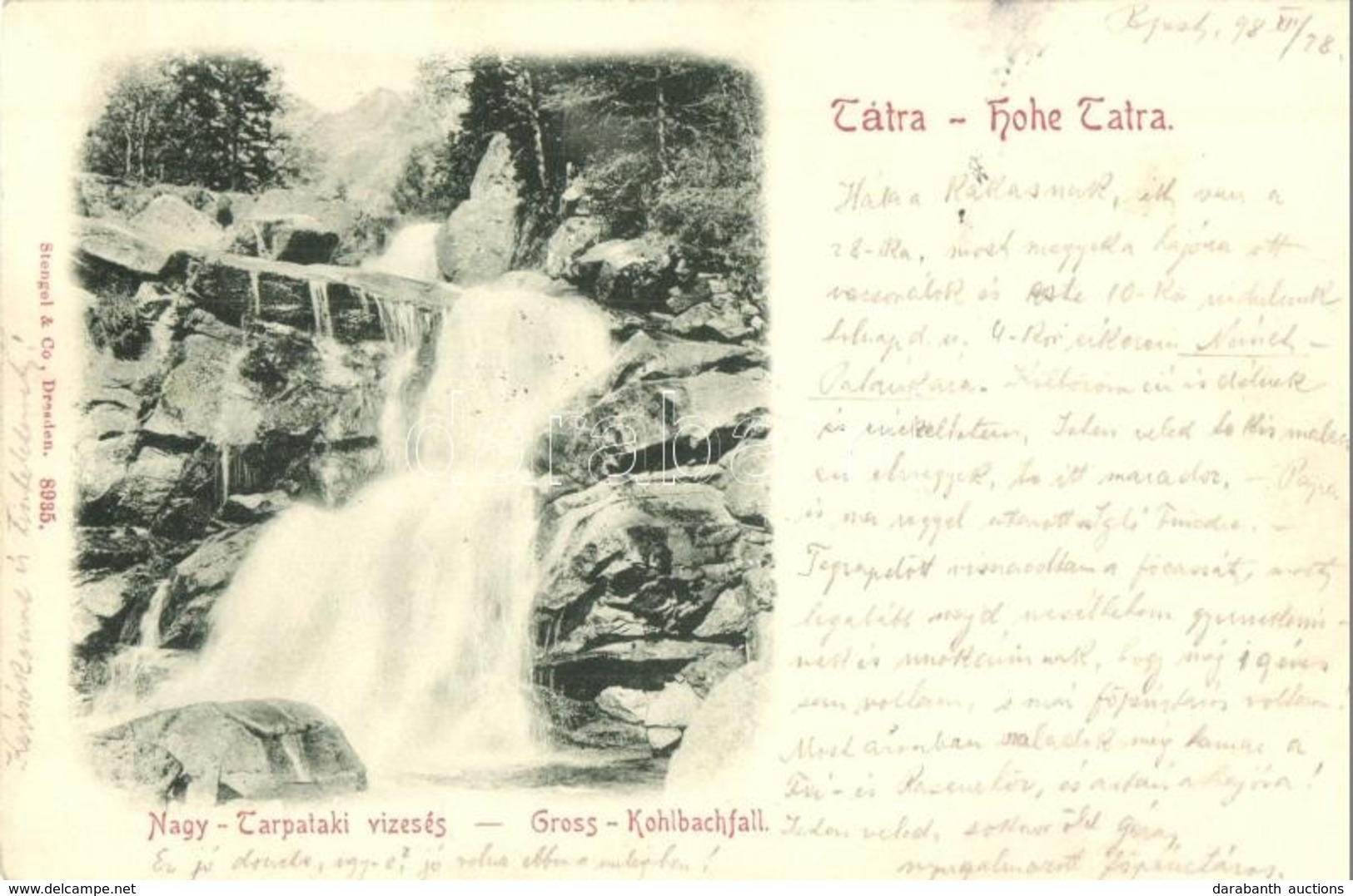 T2 1898 Tátra, Nagy-Tarpataki-vízesés / Gross Kohlbachfall / Waterfall - Unclassified