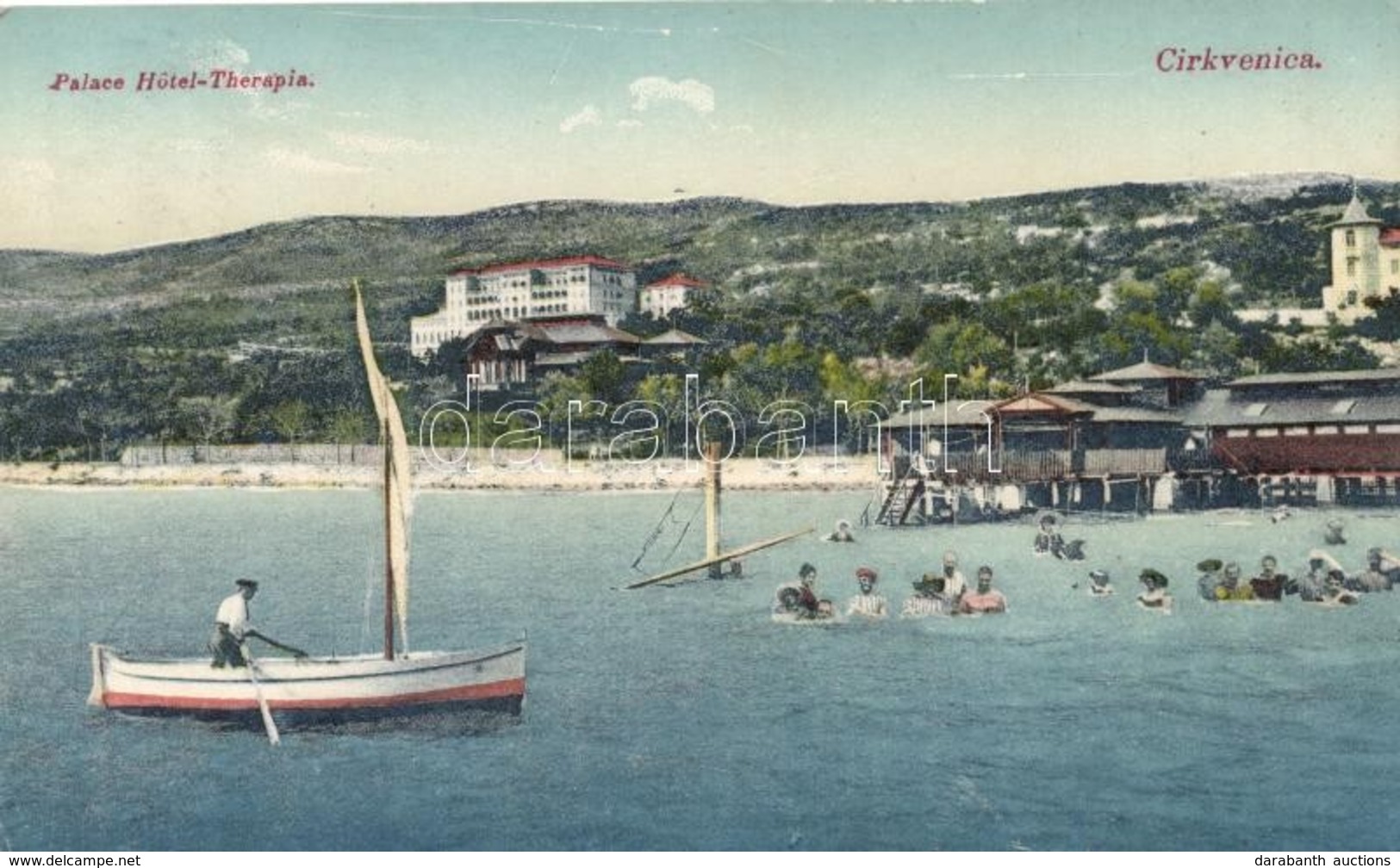 T2 Crikvenica, Palace Hotel Therapia, Boat, Bathers - Non Classés