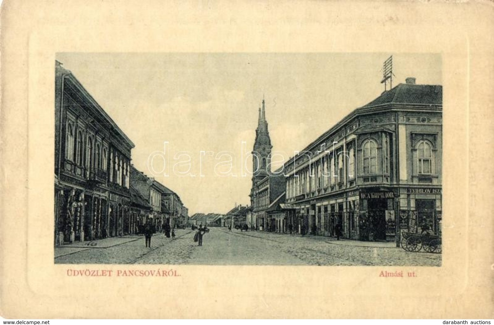 T2/T3 Pancsova, Pancevo; Almási út, Tyirilov üzlete. W. L. Bp. 950. / Street View, Shops (EK) - Non Classés